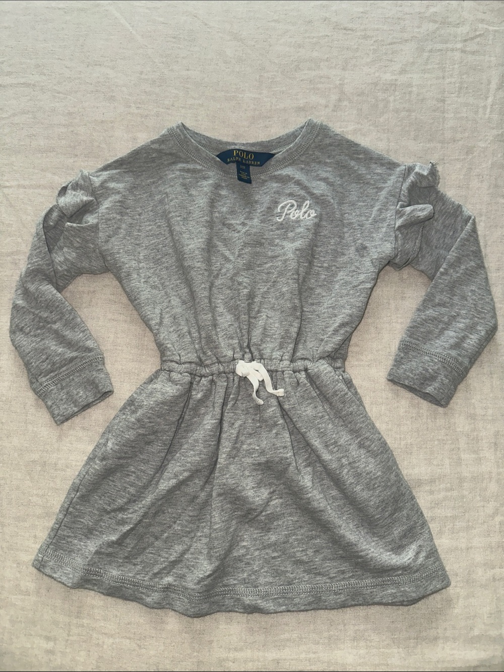 Polo by Ralph Lauren Girls' Heather Gray Knit Drawstring Dress